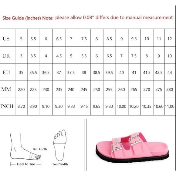 Easyfox Pink Slides Sandals Shoes Women's Size 7.5 Double Buckle Adjustable NEW - Picture 6 of 6